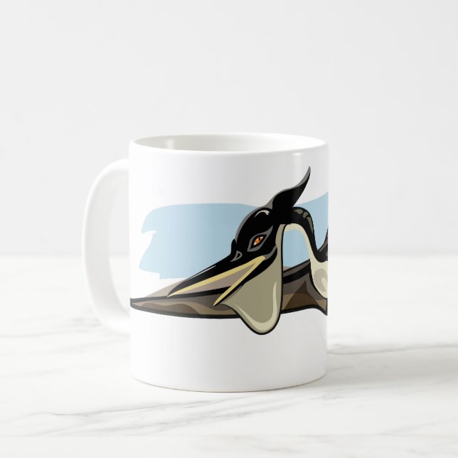 Taza De Café Ilustracion De Un Dinosaurio Pteranodon. (Anverso izquierdo)