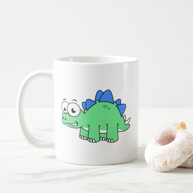 Taza De Café Ilustracion De Un Estegosaurio. 2 (Con donut)