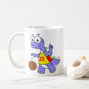 Taza De Café Ilustracion De Un Estegosaurio Jugando Baloncesto.