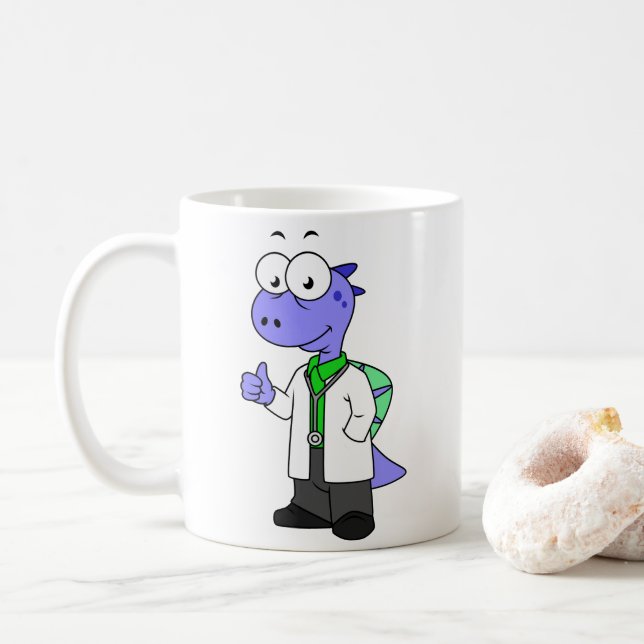 Taza De Café Ilustracion De Un Médica Spinosaurus. (Con donut)