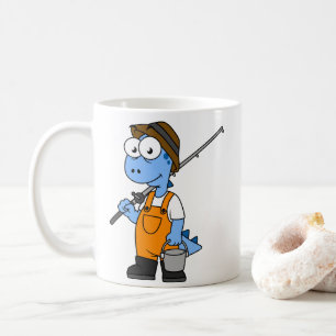 Taza De Café Ilustracion De Un Pescador Allosauro.