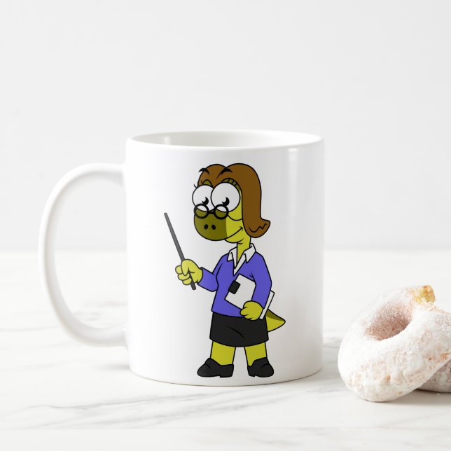 Taza De Café Ilustracion De Un Profesor De Paquicefalosaurio. (Con donut)
