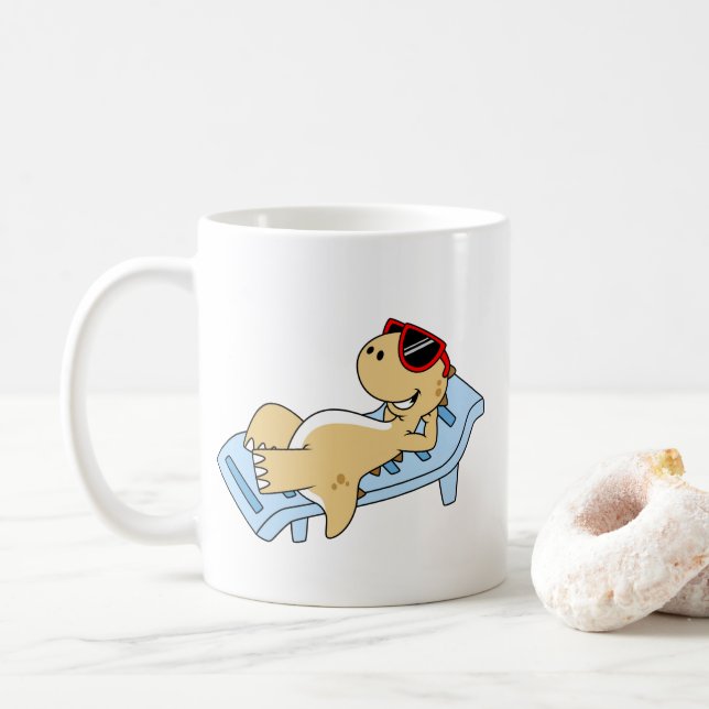 Taza De Café Ilustracion De Un Rex Tirrannosaurus. (Con donut)