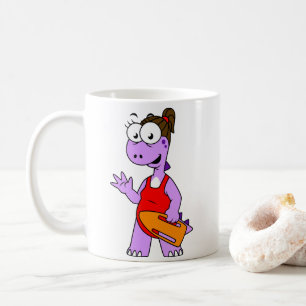 Taza De Café Ilustracion De Un Salvavidas Tirrannosauro Rex.