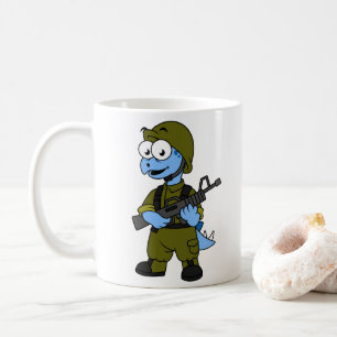 Taza De Café Ilustracion De Un Soldado Estegosaurio.