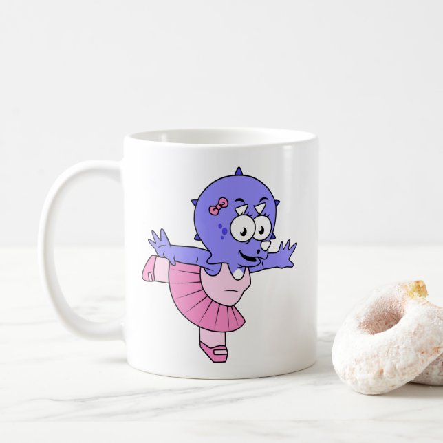 Taza De Café Ilustracion De Una Bailarina De Ballet De Tricerat (Con donut)