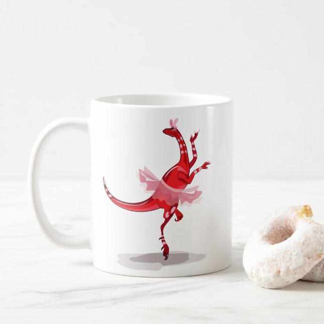 Taza De Café Ilustracion De Una Ballerina Bailando Raptor. (Con donut)