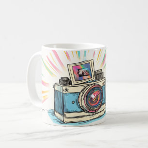 Taza De Café Ilustración de una cámara instantánea de estilo vi