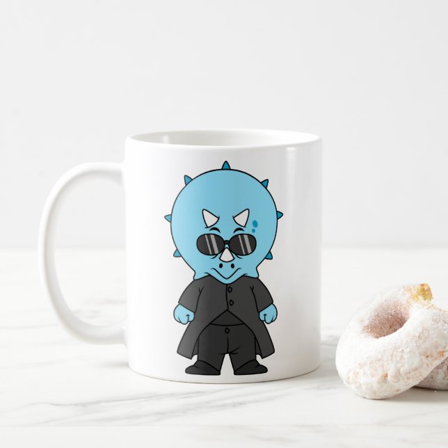 Taza De Café Ilustracion De Una Matriz Triceratops. (Con donut)