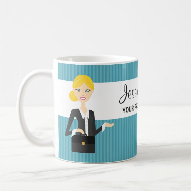 Taza De Café Ilustracion de una mujer empresaria rubia (Izquierda)
