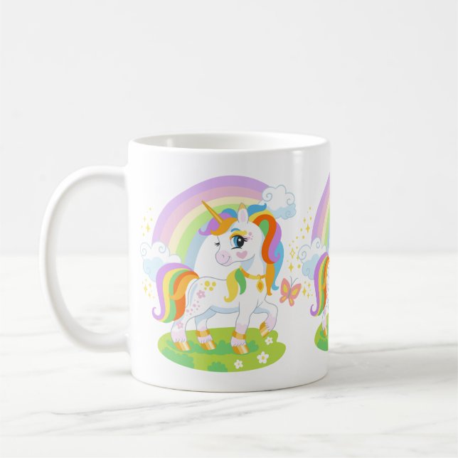 Taza De Café Ilustracion de unicornio cutáneo #1 (Izquierda)