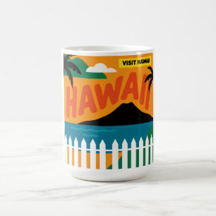 Taza De Café Ilustración de viaje de las Islas Hawaianas Retro