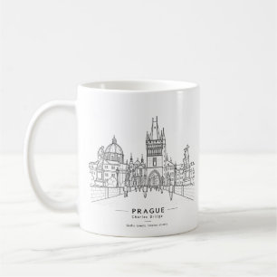 Taza De Café Ilustración de viaje del puente Carlos de Praga