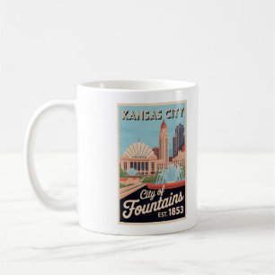 Taza De Café Ilustración de viaje retro de Kansas City Missouri