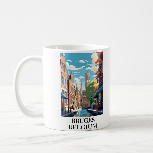 Taza De Café Ilustracion de viajes Bruges Belgium (Izquierda)