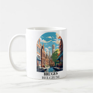 Taza De Café Ilustracion de viajes Bruges Belgium