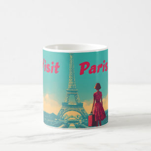 Taza De Café Ilustracion de viajes de la Torre Eiffel Retro de 