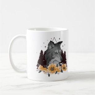 Taza De Café Ilustración de vida silvestre del lobo majestuoso