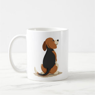 Taza De Café Ilustración de vista trasera de perro Beagle vinta