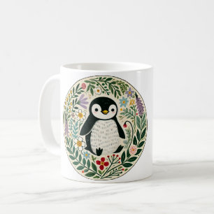 Taza De Café Ilustracion de Wildflower Penguin Lovers