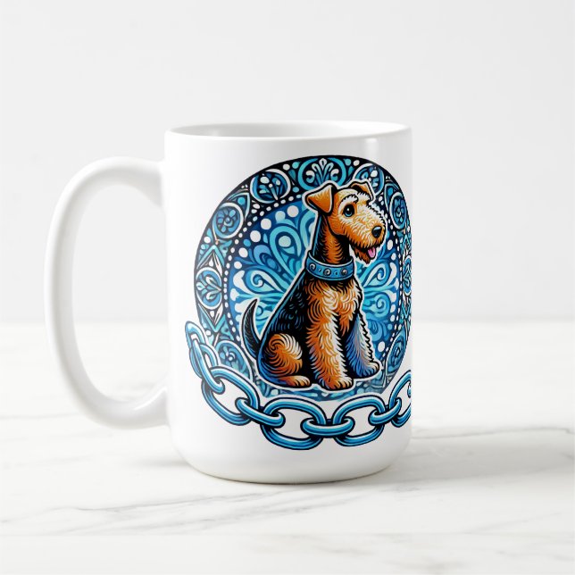 Taza De Café Ilustracion decorativo de un perro terrible (Izquierda)
