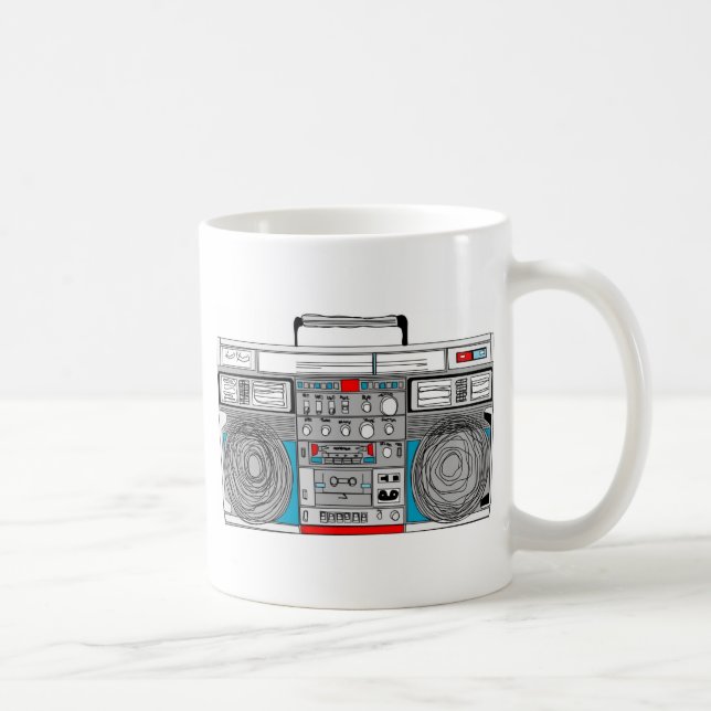 Taza De Café ilustracion del boombox 80s (Derecha)