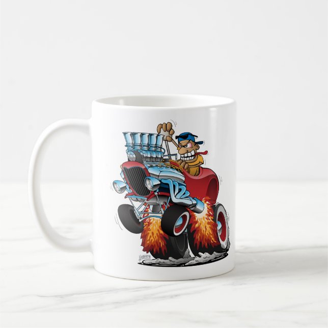 Taza De Café Ilustracion del coche de carreras de alta velocida (Izquierda)