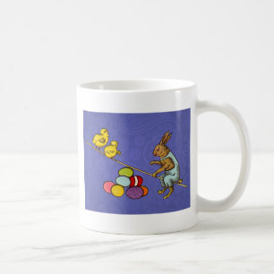 Taza De Café Ilustración del conejo de Pascua poniendo huevos