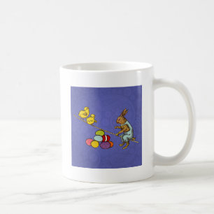 Taza De Café Ilustración del conejo de Pascua poniendo huevos