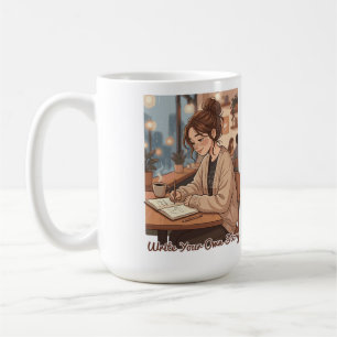 Taza De Café Ilustración del diario "Escribe tu propia historia