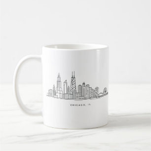 Taza De Café Ilustración del paisaje urbano de Chicago IL