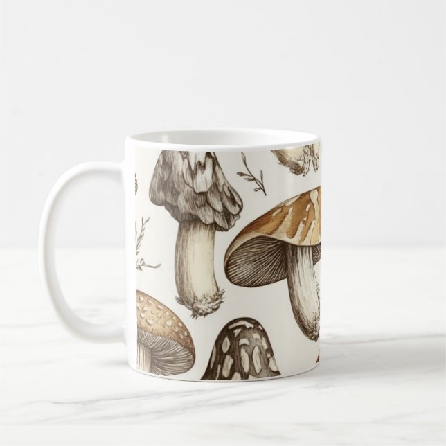 Taza De Café Ilustracion del patrón hongo (Izquierda)