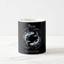 Taza De Café Ilustración del signo zodiacal Piscis con nombre p