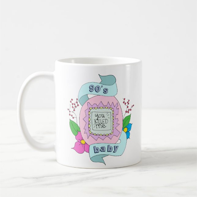 Taza De Café ilustracion del tamagotchi del bebé 90s (Izquierda)