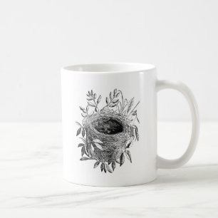 Taza De Café ilustracion del vintage de la jerarquía del pájaro