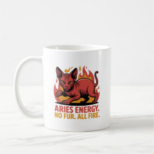 Taza De Café Ilustración del Zodiaco de Fuego de Gato Sphynx Ar