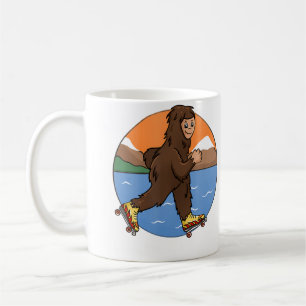 Taza De Café Ilustración divertida de Bigfoot amante del patina