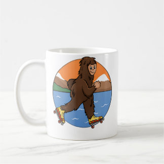 Taza De Café Ilustración divertida de Bigfoot amante del patina