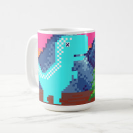 Taza De Café Ilustración divertida de dinosaurio pixelado para 
