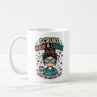 Taza De Café Ilustración divertida de enfermera con coleta deso