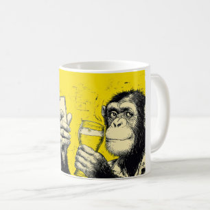 Taza De Café Ilustración divertida de mono tomando selfie – Chi