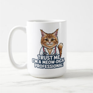 Taza De Café Ilustración divertida de un gato doctor con humor