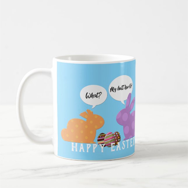 Taza De Café Ilustracion divertido de conejitos de Pascua (Izquierda)