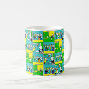 Taza De Café Ilustracion divertido de futbolistas y fans en un