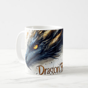 Taza De Café Ilustración en acuarela de cabeza de dragón majest