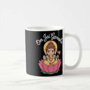 Taza De Café Ilustración Espiritual Ganesha Loto Om Jai Diciend