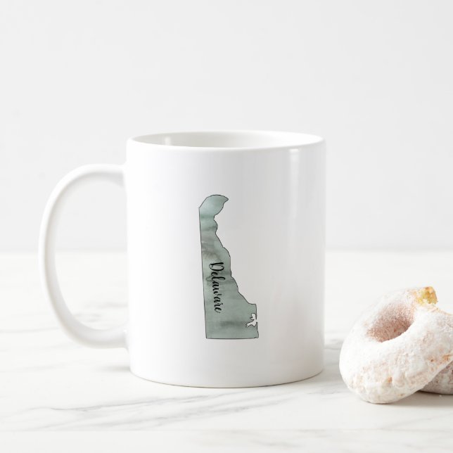 Taza De Café Ilustracion Estatal de Delaware (Con donut)