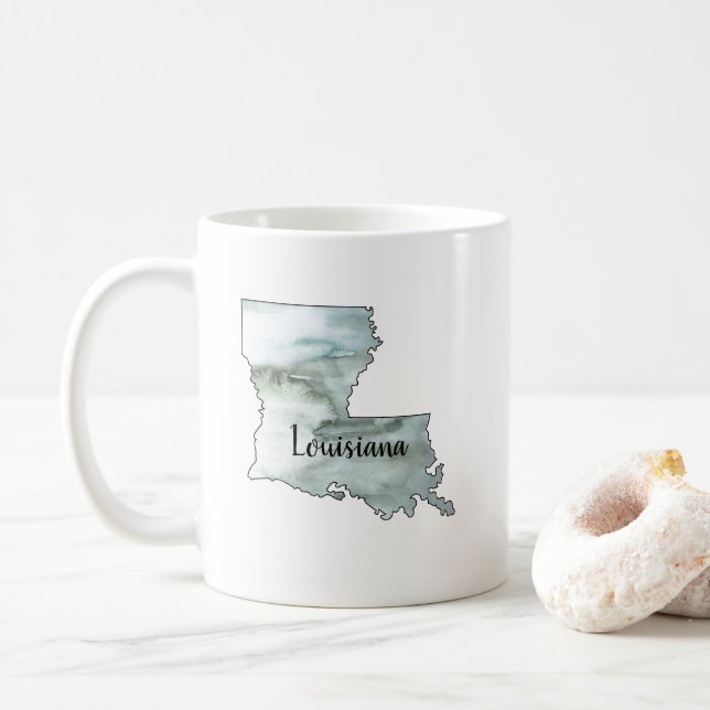 Taza De Café Ilustracion Estatal de Louisiana (Con donut)