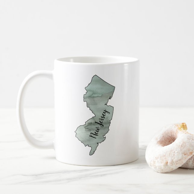 Taza De Café Ilustracion Estatal de Nueva Jersey (Con donut)