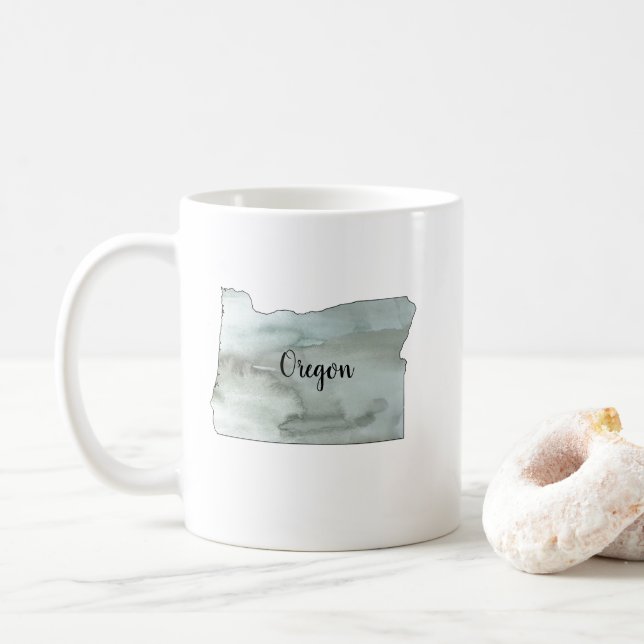 Taza De Café Ilustracion Estatal de Oregon (Con donut)